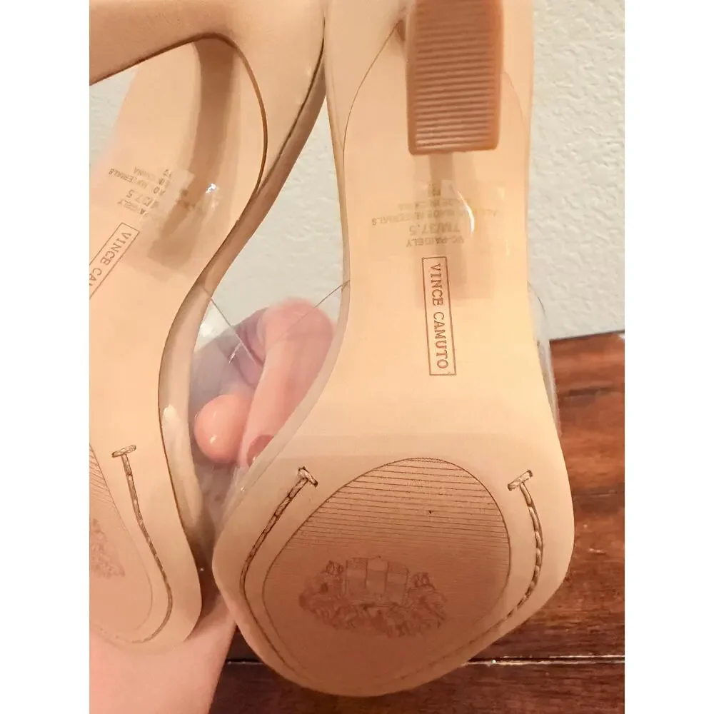 Vince Camuto Clear Beige heels Size 7 NWT - Picture 6 of 8